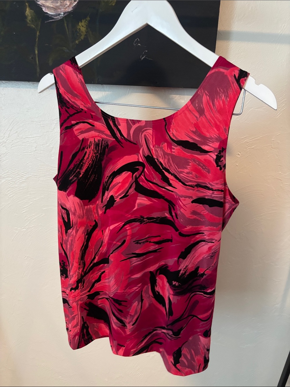 Chico's Hot Pink and Black Floral Scoop Neck Tank - Picture 6 of 6